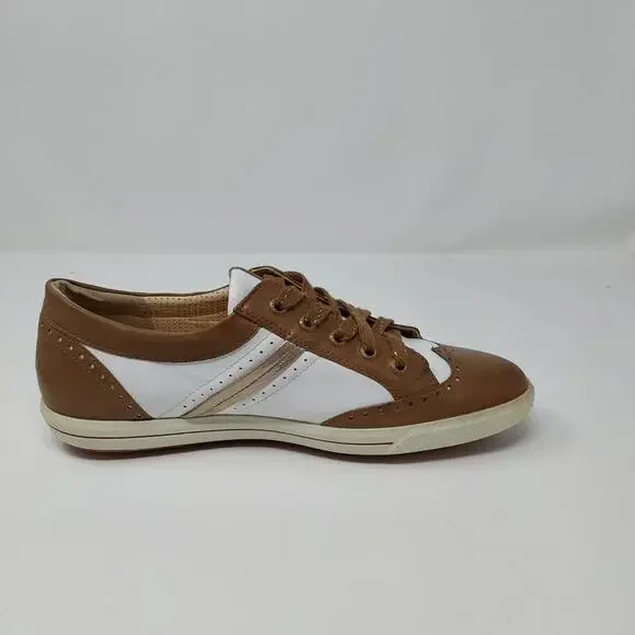 Ecco 40 Size 10.5 Spikeless Womens Golf Shoes Wingtip Brown Leather - Picture 6 of 14